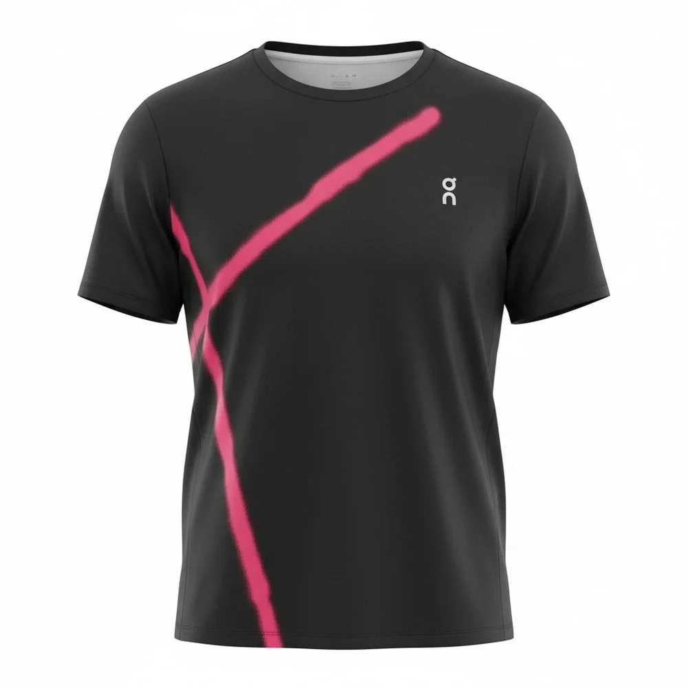 On Running DriFit Women's Black Short-Sleeve Tee with Pink Graphic - Picture 1 of 6